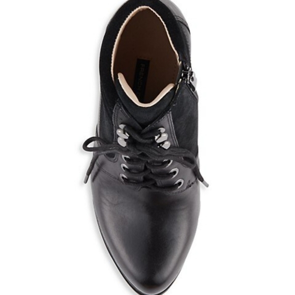 French Connection Sarina Lace Up Bootie Leather Ankle Padded Boots Mobwife Gloss - Picture 3 of 16